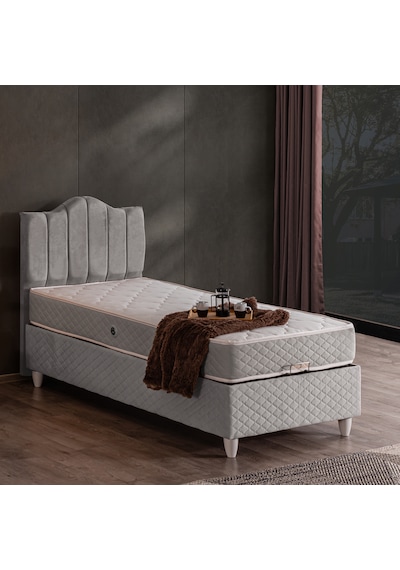 Trend Tek Kişilik Baza Başlık Letto Yatak Seti Gri 100 x 200