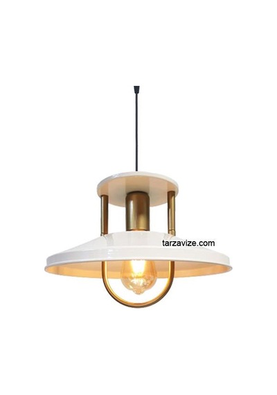 Tarzavize Trt39 Dekoratif Beyaz Tekli Retro Modern Sarkıt Avize Beyaz