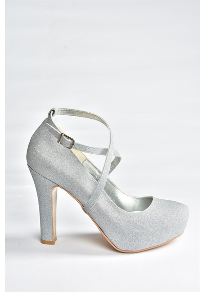 Fox Shoes Gümüş Sim Platform Topuklu Kadın Abiye Ayakkabı M348007614 Gümüş