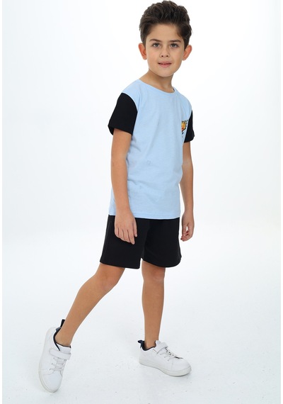 Toontoy Kids Toontoy Erkek Çocuk Baskılı Şortlu Takım Mavi