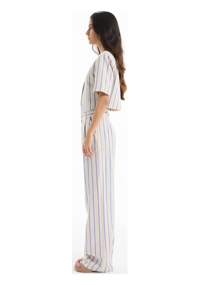 Quzu Etiket Detaylı Crop Ekru Kadın Ceket Ckt00449