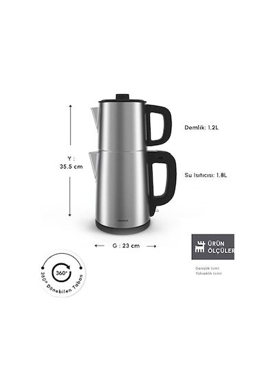 Karaca Teabig Xl 2 İn 1 Çelik Çay Makinesi Ve Su Isıtıcı