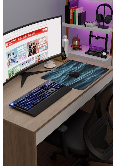 Okyanus Kaymaz Dikişli Kauçuk Oyuncu Mousepad V2 - 48x40 Xl Gaming Mouse Pad Fare Altlığı
