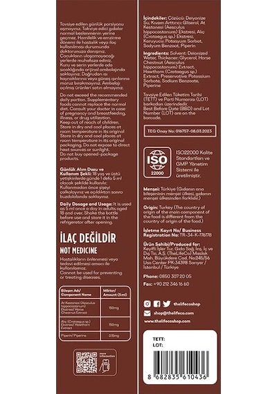 TheLifeCo At Kestanesi & Alıç Ekstraktı 150 ML