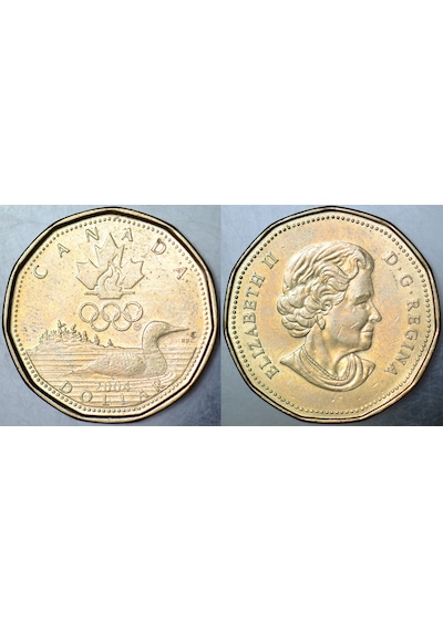 Kanada 1 Dolar 2004 Hatıra-yaz Olimpiyatları. Kraliçe Elizabeth 26,5 Mm.