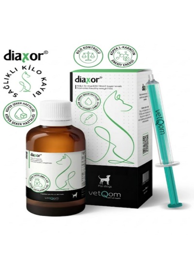 Vetqom Canine Diaxor 90 Ml Köpekler İçin Sağlıklı Zayıfıama, Yağ Yakıcı Ve Kan Şekeri Dengeleyici