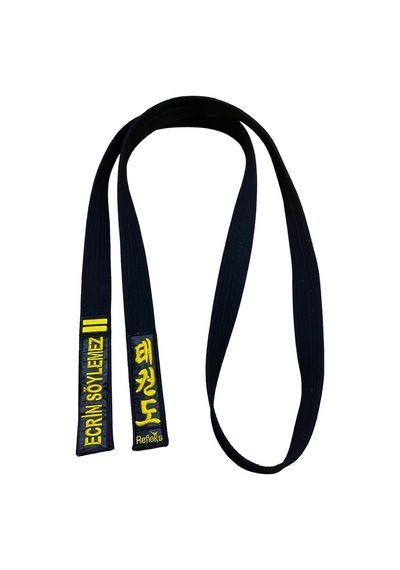 Refleks Taekwondo 1.kalite Sarı İsim Nakışlı 2.dan Siyah Kuşak Siyah