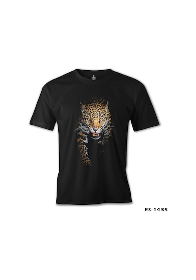 Leopar Baskılı Siyah Erkek Tshirt 001