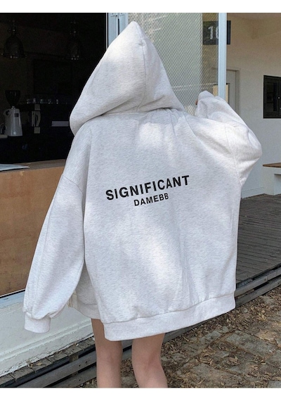 Significant Damebb Fermuarlı Hırka Sweatshirt - Gri Baskılı Oversize Kışlık Kalın Kapüşonlu Gri Significant Damebb Fermuarlı Hırka Sweatshirt - Gri Baskılı Oversize Kışlık Kalın Kapüşonlu Gri