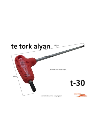 Tork Alyan Te Tipi T-30 Yıldız Alyan 6 Köşe Te Tipi Tork Anahtar