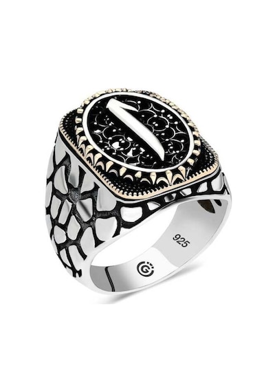 Gümüş Elif Oval Erkek Yüzük - 555892497