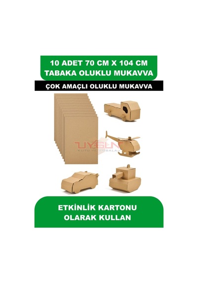 10 Adet 70cm X 104cm Baskısız Tabaka Oluklu Mukavva, Çocuk Etkinlik Kartonu, Maket Kartonu, Kargo Kartonu