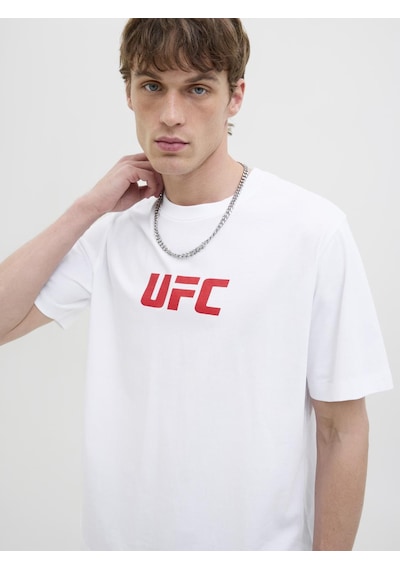Jack & Jones Erkek Ufc Lisansli Gögüs Baskili Tisört - Ufc - 12290261 Beyaz