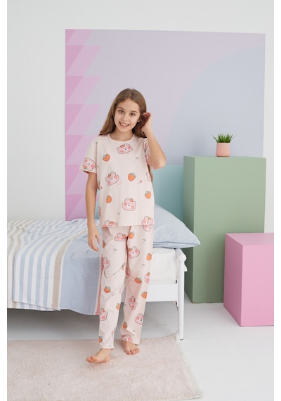 Siyah İnci Pamuklu Örme Pijama Takım 24117030 Çok Renkli