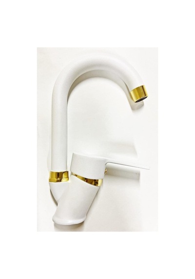 Venita Beyaz Gold Banyo Lavabo Musluğu Bataryası Çift Su Girişli Diğer