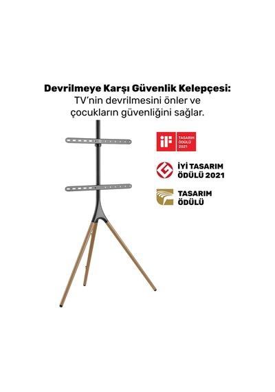 Npo Std1246f 45"-65" Vesa Uyumlu Ahşap Ayaklı 360 Dönebilen Dekoratif Taşınabilir Tv Standı