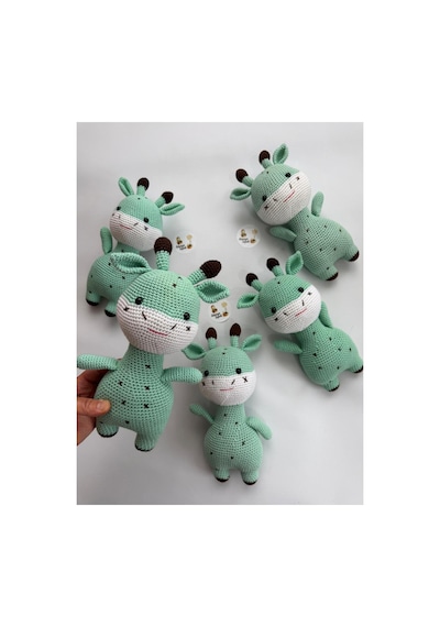 Adenya Sepeti Amigurumi Örgü Zübük Oyun-uyku Akradaşı-28 Cm-soft Yeşil Çok Renkli