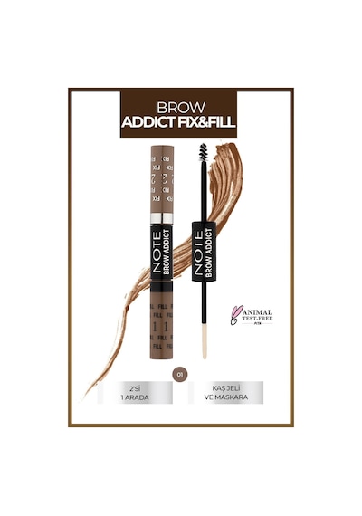 Note Cosmetics Brow Addict Fix&Fill Kaş Farı ve Maskarası 2'si 1 Arada - 01 Dark Blonde