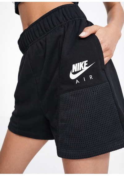 Nike Air High Rise Loose Fit Short Black Kadın Bol Kesim Yüksek Bel Pamuklu Şort Siyah Siyah