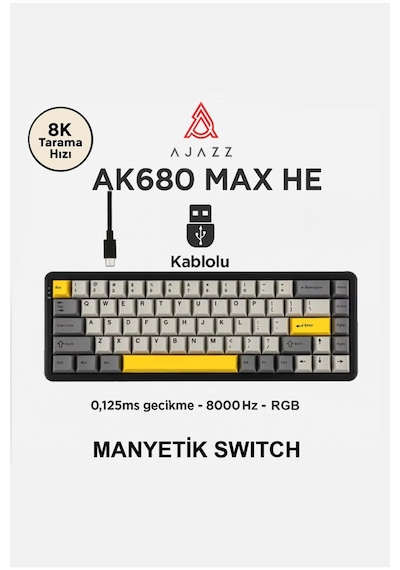 Ak680 Max Rapid Trigger Manyetik Switch Mekanik Kablolu Klavye Rgb 0.125 Ms Ultra Düşük Gecikme