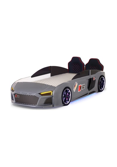 Gri Arabalı Yatak V12 Audi Full Ledli Kumandalı Ve Müzikli Gri Arabalı Yatak V12 Audi Full Ledli Kumandalı Ve Müzikli