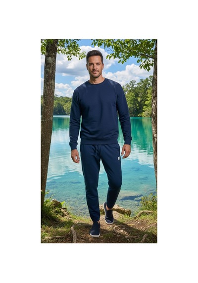 Moda Banuş Erkek Bisiklet Yaka Uzun Kol Eşofman Takımı Lacivert Lacivert