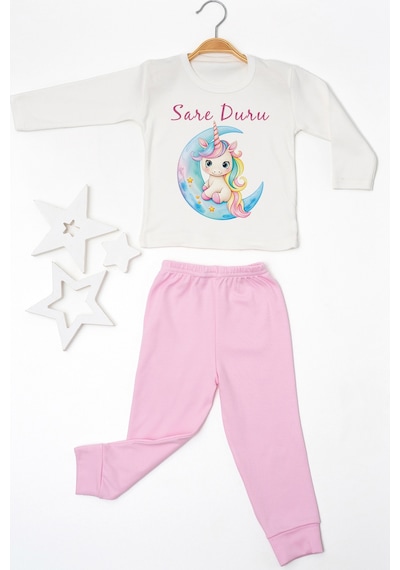 Pia Baby İsme Özel Kız Çocuk 2 Adet Pijama Takımı %100 Pamuk Penye İsim Baskılı Kişiye Özel Kreş Pijaması Hediye Seti 11008p15pi Krem