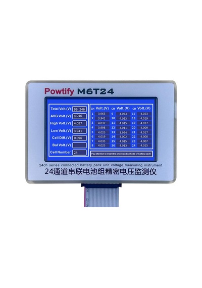 Powtify M6t24 24s Kanallı Yüksek Hassasiyetli Lityum Batarya Pil Gerçek Zamanlı Voltaj Analizörü Cihazı Aleti