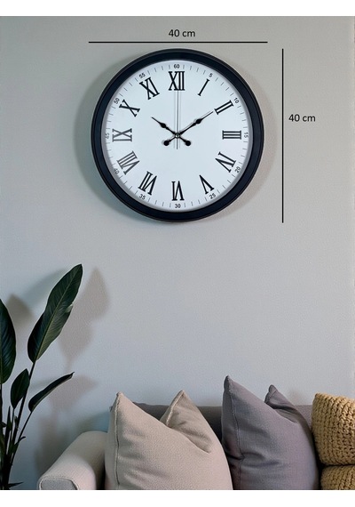Siyah Klasik & Şık 40 Cm Metal Duvar Saati Çok Renkli