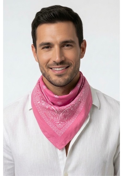 Mollycrush Unisex Pembe Şal Desenli Fular Günlük Saç Aksesuarı Boyunluk Ve Outdoor Bandana Şeker Pembe