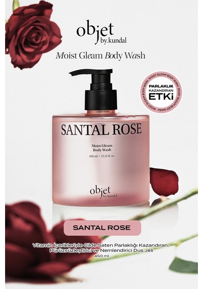Pürüzsüzleştirici Nemlendirici Saten Bitişli Duş Jeli Kundal Moist Gleam Body Wash Santal Rose Odunsu
