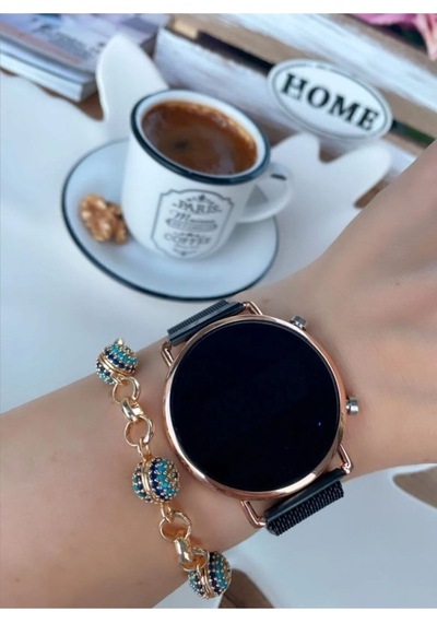 Unisex Çelik Kasa Dijital Led Ekran Kol Saati Siyahrose - 132317797 Altın
