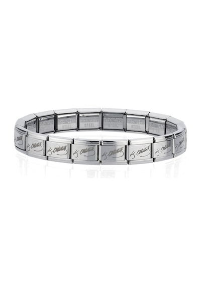 K. Atatürk İmzalı İtalyan Charm Unisex Çelik Bileklik 21cm Scb61 Beyaz