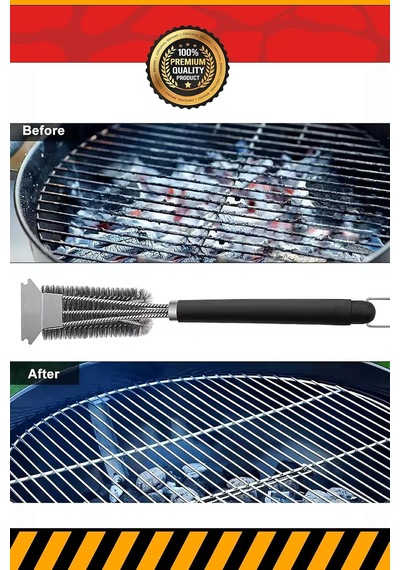 Kohlen Mangal Izgara Barbekü Temizleme Fırçası Kazıyıcı - 41 Cm, Dayanıklı Sap, 360 Temizlik