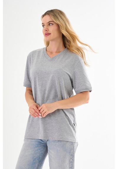 Pierre Cardin V Yaka Basic T-shirt Gri