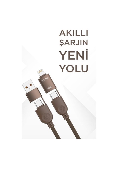 U17 4 İn 1 Type-c To Type-c -ligthning -usb Örgü 87w Şarj Kablosu