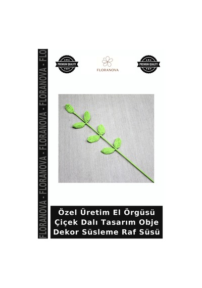 Özel Üretim El Örgüsü Çiçek Dalı Tasarım Obje Dekor Süsleme Raf Süsü Çok Renkli