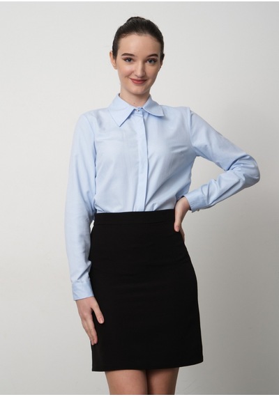 Pera Moda Kadın Slim Fit Pamuklu Ofis Gömleği Bebe Mavisi