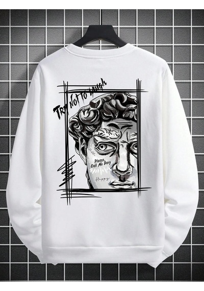 Adrift Manfinity Emrg Figure & Letter Graphic Sweatshirt Beyaz Beyaz