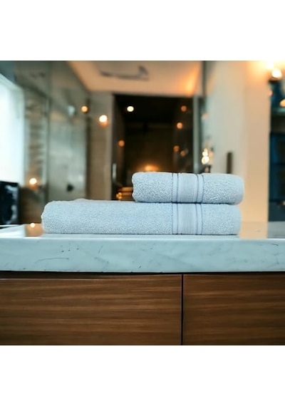 Lunox Home%100 Cotton Havlu Takımı Vücut Havlusu 90x140 Cm, Baş Havlusu 50x80 Cm, Ekstra Yumuşaklık Mavi Diğer