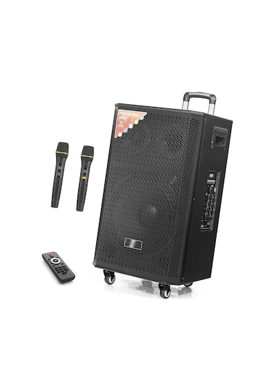 Çift Karaoke Mikrofonlu Bluetooth Hoparlör Fm Radyo 120w 12 İnç Kumandalı Ahşap Ndr412 Evimdeyokyok