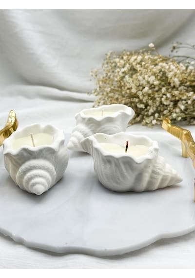 Bernami Mumluk Şamdanpinterest 5 Adet Kokulu Deniz Kabuğu İstiridye Mum Diğer