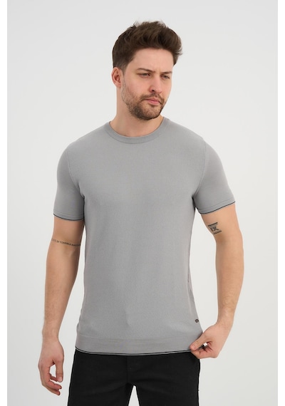 Alexander Gardi Alexandergardı Bisiklet Yaka Kolları Şeritli Triko T-shirt 1243 Gri