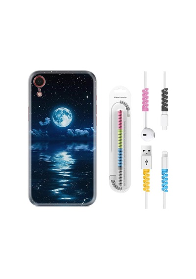 Apple Uyumlu iPhone XR Kılıf Kablo Koruyuculu Night Moon 1133
