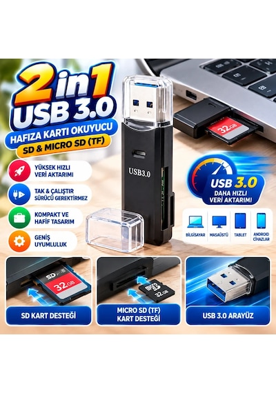 Ers Hafıza Kartı - Tf Kart Okuyucu Hub Adaptör Veri Aktarıcı