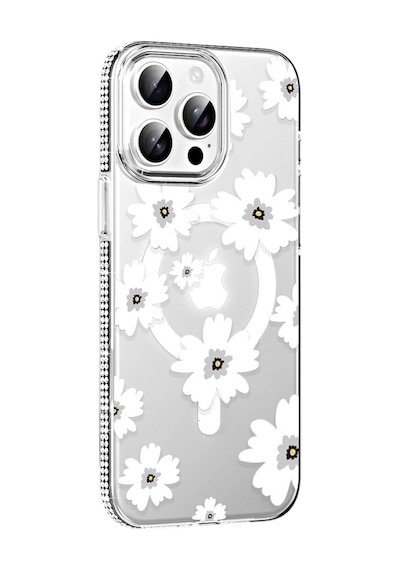 Joko Apple İphone 15 Pro Floral Magsafe Kapak - Beyaz 0.2M-Çok Renkli