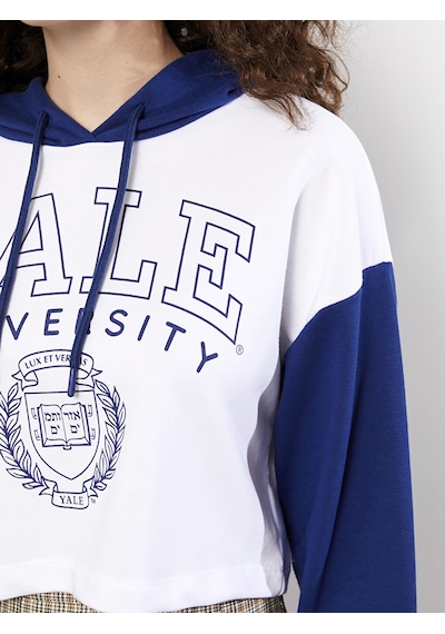 Lcw Vision Beyaz Kapüşonlu Baskılı Uzun Kollu Kadın Sweatshirt