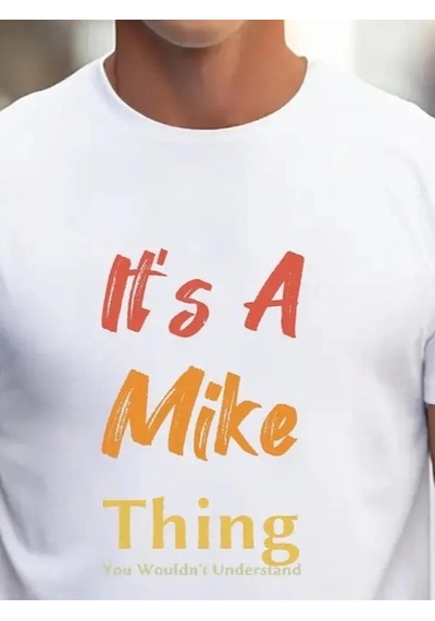 Defymoda Erkek It Is A Mike Thing Baskılı Erkek T-shirt Beyaz
