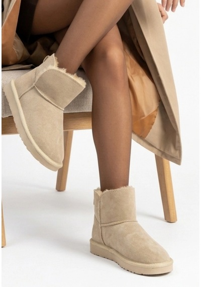 Zennamoda Fopo Bej Süet Kürklü Bot