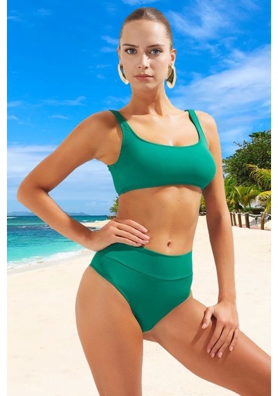 Ersefa Tasarım Bikini Takımı Özel Ergonomik Kesim Su Sporları İçin Şık D Yeşil